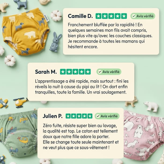 Sous-vêtements d'apprentissage 10 mois à 4 ans - BAMBINET®